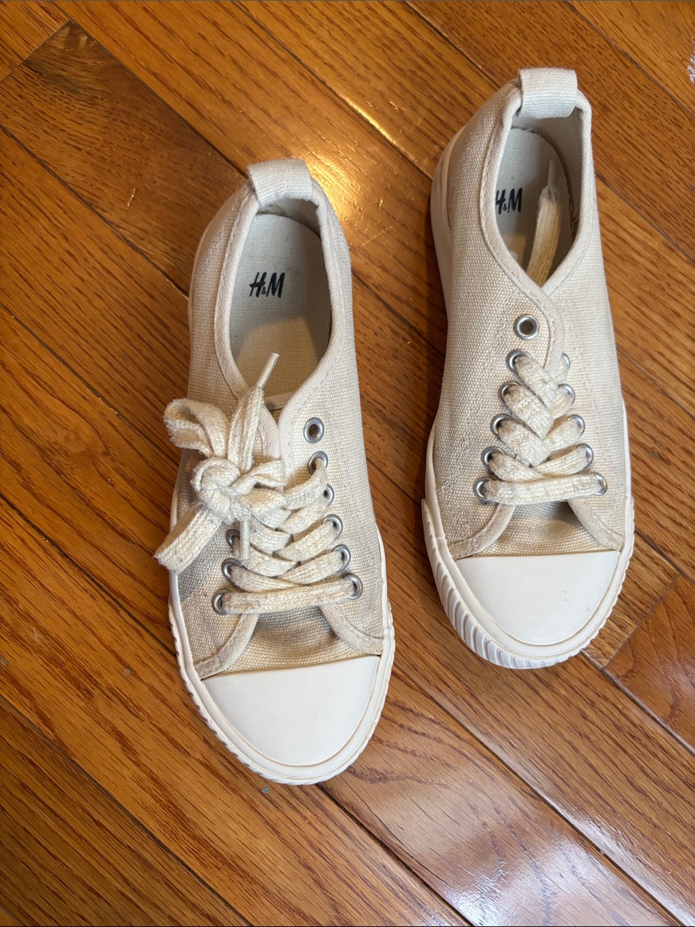 H&M Natural Canvas Low-Top Sneakers